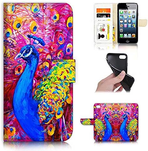 Para iPhone 5, iPhone 5s, iPhone SE, capa de capa de carteira de flip -flip, A21846 Art Paint Peacock 21846