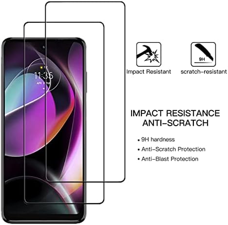 Aiselan para Motorola G 5G 2022 Protetor de tela de cobertura total, [2 PCS] Black Silk 9H Duridade Protetor de tela de vidro temperado