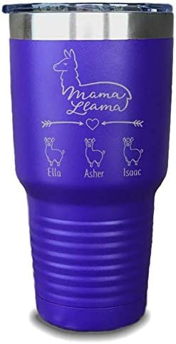 Presente personalizado do Dia das Mães | Mama llama Tumbler - Personalizado com o nome da criança gravado Tumblers | Presente