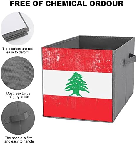 Bandeira do Líbano vintage grandes caixas de armazenamento Cubos Bins de armazenamento de lona Organizadores de armários de armazenamento