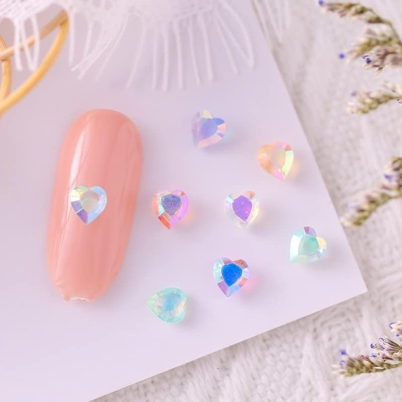 50pcs/pacote aurora pêssego Aurora Heart Blue Phantom 3D Love Plated Jelly Nail Art Decoração de Manicure DIY Acessórios -