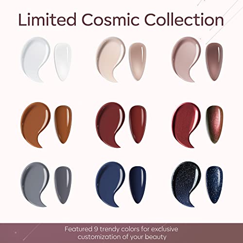 Modelones Cosmic Limited Collection Conjunto- 6 cores Poliship de preto líquido e 9 cores Creme de gel sólido Gel com 1* Brush