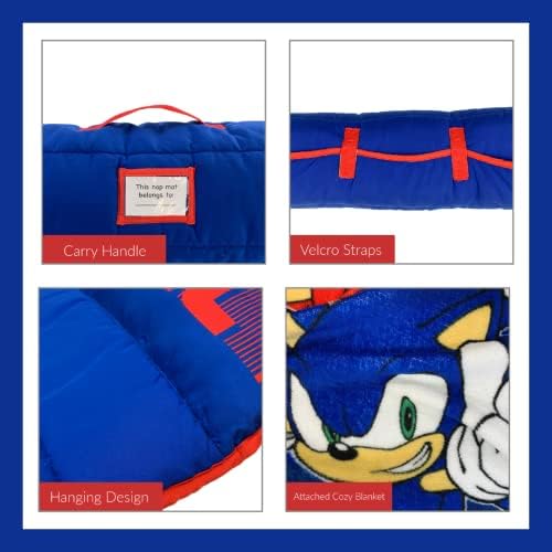 Sonic the Hedgehog 24 x 45 Soft Toddler Nap Tat com travesseiro e cobertor perfeito para pré -escola, creche e viagem