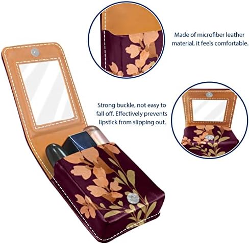 Caixa de batom oryuekan com espelho bolsa de maquiagem portátil fofa, bolsa cosmética, pastoreável floral rosa vintage