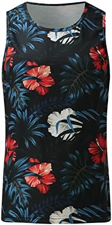 HDDK XZHDD Tampas havaianas masculinas com mangas com estampa floral tropical de praia Músculos de tanque casual de férias fit fit
