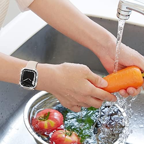 2 pol. 1 Caixa à prova d'água para Apple Watch Série 8 7 45mm, 360 PC Protetor PC Capa Frente e traseira do pára -choque