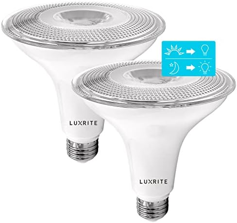 Luxrite Dusk to Dawn PAR38 LED bulbo, 120W equivalente, automático no sensor Off, 5000k Branco brilhante, 1250 lúmens,