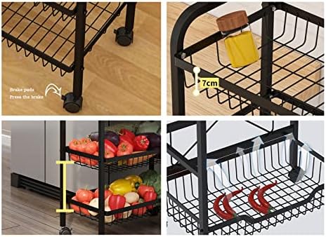 Rack de armazenamento de cozinha aço inoxidável carrinho de cozinha cesta vegetal rack rack de piso no piso carrinho de várias