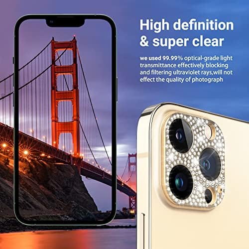 OTOFLY CAMER LENS Protetor compatível com iPhone 13 Pro & 13 Pro Max for Women Girls Bling Glitter Diamond Metal Metal