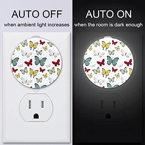 2 Pacote de plug-in nightlight LED Night Light Butterflies com sensor do anoitecer para o amanhecer para o quarto de crianças,