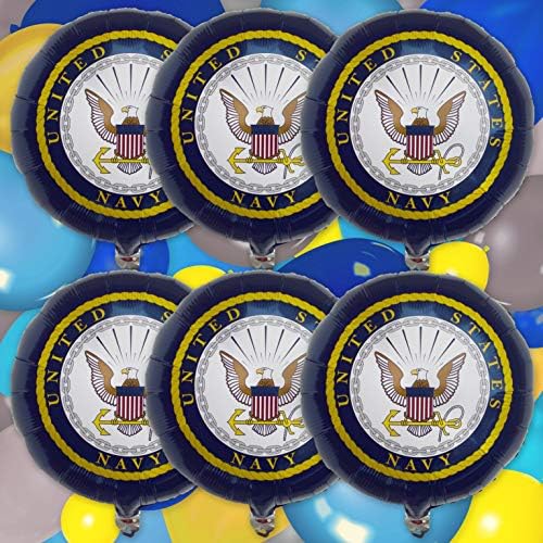 Havercamp Balões da Marinha dos EUA! 6 balões redondos em Mylar. Oficialmente licenciado com o logotipo da Crest da Marinha