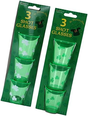PretyZoom 6 PCs/ 2 Desenta Mini Colares St. Patricks com tiro de vidro St. Patrick Day Cup de copo verde xícara de