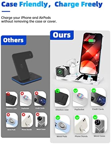 Estação de carregamento de 3 em 1, suporte de carregamento dobrável para vários dispositivos Apple compatíveis com iPhone, Iwatch,