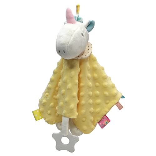 Wualwua unicorn loveys for bebês cobertor de segurança macio com tags unissex recheado cobertor de segurança amassada manta