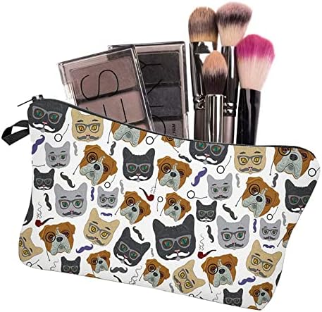 Kusind fofo cachorro gato rosto saco de maquiagem de bolsa de cosméticos para mulheres zíper à prova d'água Viagem Bolsa de armazenamento