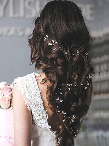Easedaily Crystal Bride Hair Hair Vine Silver Rhinestone Cabeças de noiva Acessórios para mulheres e meninas