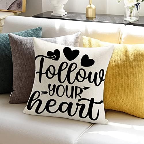 Siga o seu coração Pillow Pillow Capa do Dia dos Namorados, Cavela Romântica Casa Annistério do Casamento Cushion Capa quadrada