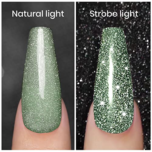 Rarjsm glitter gel esmalte claro verde flash gel esmalte sparkle shiny gel unhing art varnish manicure refletivo diamante