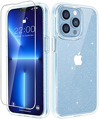 Ruky iPhone 13 Pro Max Glitter Case, iPhone 13 Pro Max Case com protetor de tela, iPhone 13 Pro Max Bling Case Cristal