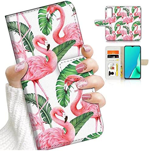 Para Samsung S20+, para Samsung Galaxy S20 Plus 5G, capa de capa de carteira de flip de flip, A24655 Tropical Palm Flamingo 24655