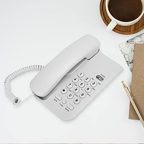 Telefone fixo, telefone de parede com fio de mesa com fio Telefone inglês Extensão com função de redial/flash mudo/de