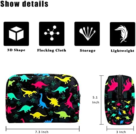 Bolsa de higiene pessoal, bolsa de cosméticos de maquiagem para homens, homens de dinossauros coloridos desenho animado animal