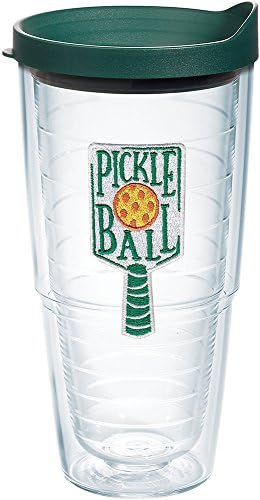 Tervis Plástico Pickleball Made in Aosa Cup com isolamento duplo de parede dupla mantém bebidas frias e quentes, 24oz, transparente