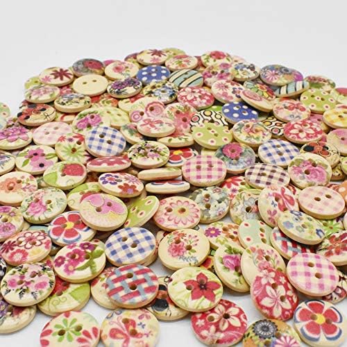 15mm 200pcs Botões de madeira misturados em botões a granel para artesanato botão redondo decorativo colorido para projetos