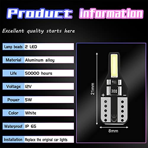 10pack 194 lâmpada LED, movflax w5w lâmpada LED, 6000k branco 168 194 lâmpada LED, 921 2825 lâmpada de substituição de LED