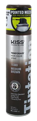 Vermelho por beijo: spray de cor de cabelo temporário - marrom médio - 2,82 oz