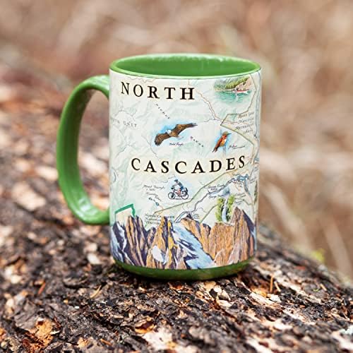 O XPlorer mapeia o mapa do parque nacional North Cascades Copo de café de caneca de cerâmica, chá, cacau, chocolate quente,
