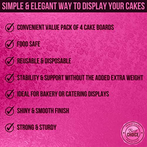 Placas de bolo de 12 polegadas - tambores de bolo de 4 pacote de 12 polegadas de 12 polegadas - círculos de bolo de bolo rosa