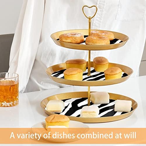 Suporte de bolo, suporte de bolo de festa, bolo significa mesa de sobremesa, padrão de impressão de zebra branca preta