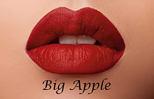 Pacote Pops brilhante - Big Apple Lipstick Lipgloss Duo, Cherry Pie Lipstain Lip Primer Duo e Hickoryville Borgonha Bolsa de armazenamento