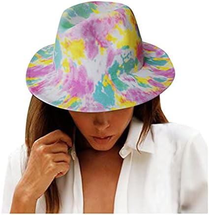 Chapéu impresso por tie-dye para mulheres masculinas chapéu de jazz tie-dye chapéu de verão feminino chapéu de verão para figurinos
