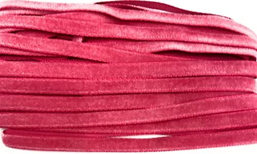 Fita de veludo rosa Rayon cereja -1/4 '