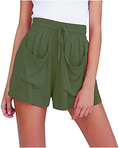 Calças de linho de amikadom para juniores outono de summer paperbag reto perna cintura elástica calça básica shorts