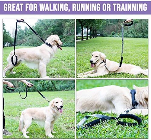 NA Doglemi Anti-Pull Training Dog Leash-Moeda de cachorro multifuncional com amortecedor de choque-sem traça de bungee de