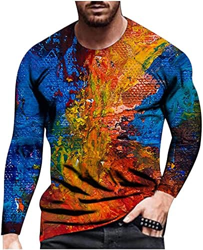 Camisas de moda masculinas hipster abstrato imprimir camisetas gráficas de manga comprida camisa de hip hop tops redond round pescoço