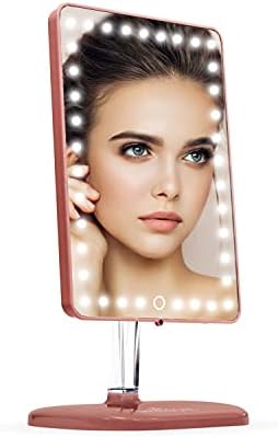 Impressões Vanity Touch Pro Makeup Mirror com luzes LED e alto -falante Bluetooth, 360 Rotação ajustável Retângulo Espelho de