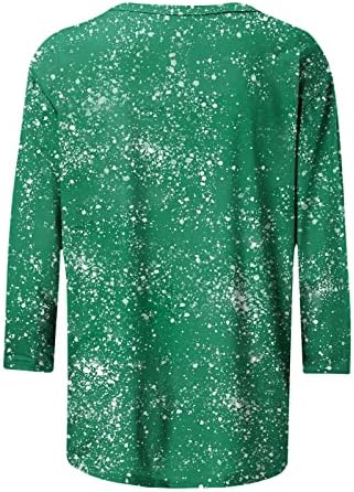 Tops femininos do dia de São Patrício 3/4 Camisa Verde Camisa Gnome Funnamente Round Rould Blouse Blusa Blusa Blusa Casual