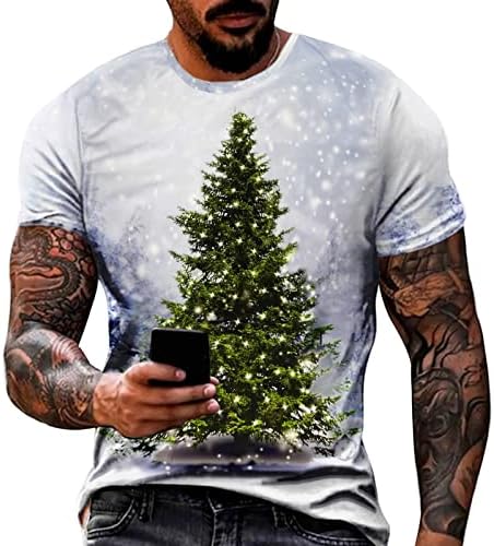 ZDDO Christmas Camisetas de manga curta para homens, 2022 Funny Natal Papai Noel Print O pescoço camiseta Tops Designer Tshirt