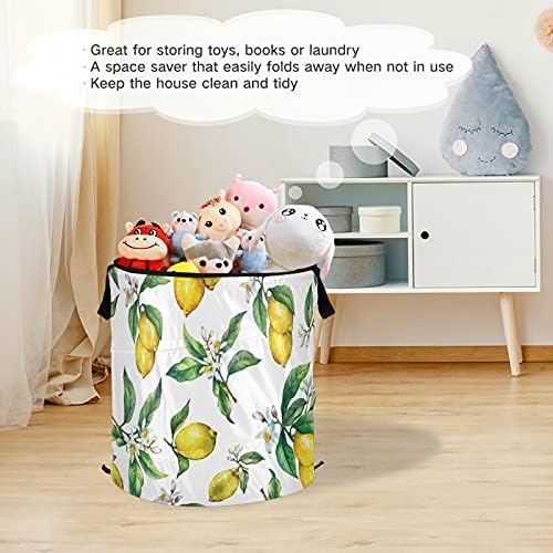 Lemões de frutas Poupam cesto de lavanderia com tampa cesta de lavanderia dobrável com alças Organizador de roupas de cesta