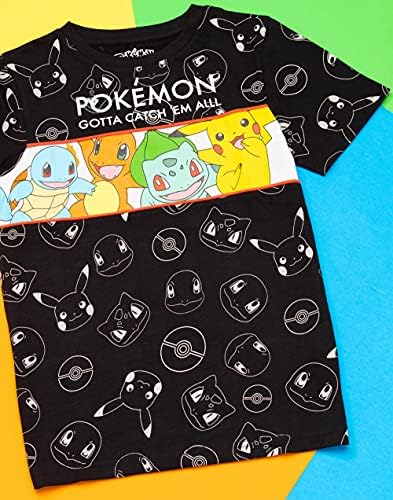 Pokemon T-shirts Boys Kids Kids Green ou Black Pikachu Personagens Top