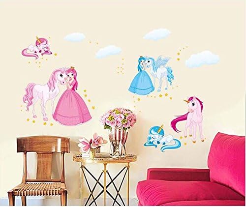 Adesivos de parede covpaw® nos EUA decoração de estoque unicórnio princesa cavalo menina infantil berçário infantil decalque