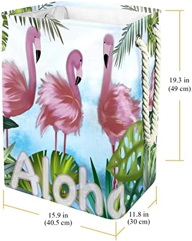 Cestas de lavanderia impermeabilizadas altas cestas de estampa de flamingo dobráveis ​​para crianças adultas meninos