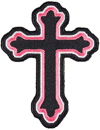 Patch cruzado decorativo rosa e preto, manchas cruzadas religiosas