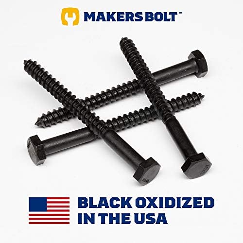 1/4 x 1-1/2 Aço inoxidável parafusos de atraso de lag preto oxidado nos EUA por fabricantes