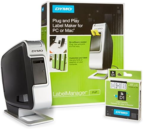 DyMo LabelManager 420p Recarregável fabricante de etiquetas portátil + 2 rolos de bônus de 1/2 White-Tape com estampa preta