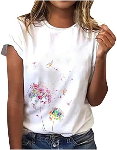Top Tee for Ladies Summer Summer outono suave 2023 Roupas de manga curta Crewneck algodão Floral Graphic Casual Tshirt 1T